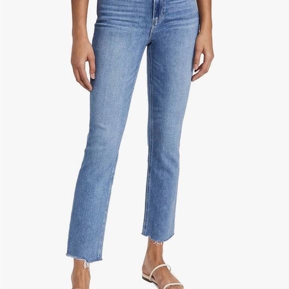 Paige Kylie Straight Leg Crop Jeans Raw Hem Distressed Clare Destructed Sz 26 - Picture 2 of 16